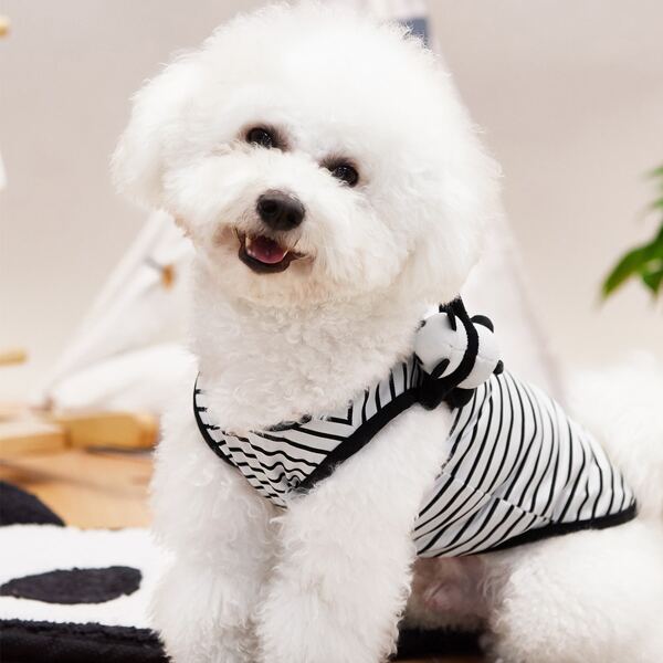 

Panda Doll Decor Pet Tank, Black and white