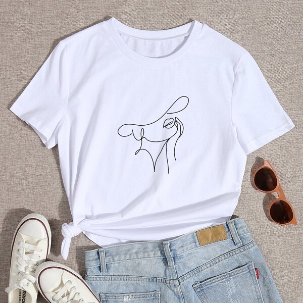 

Figure Graphic Round Neck Tee, White