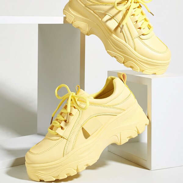 

Lace Up Front Chunky Sneakers, Yellow