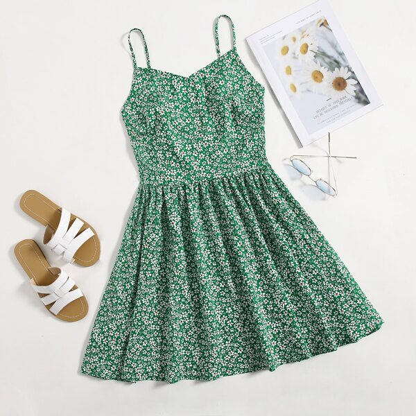 

Ditsy Floral Cami Dress, Green