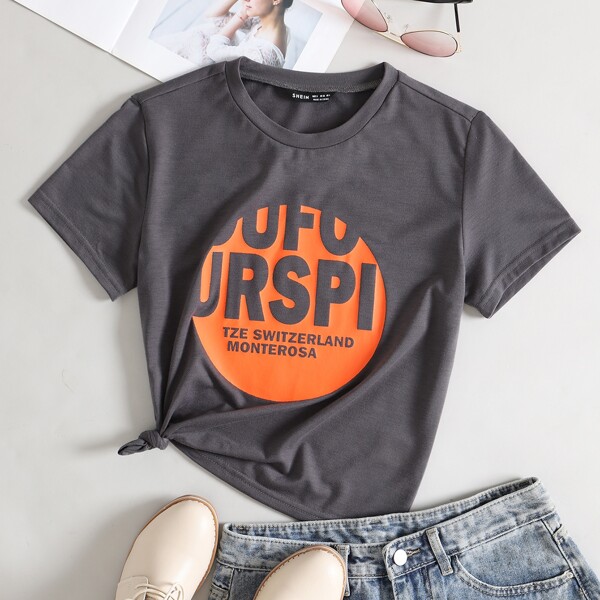 

Letter Graphic Tee, Dark grey