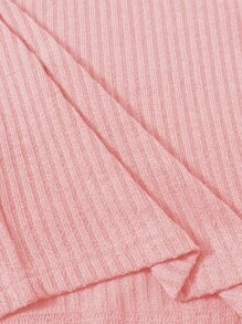 SHEIN EZwear Camiseta sin mangas de canalé liso - Rosa Pálido - Ver 4