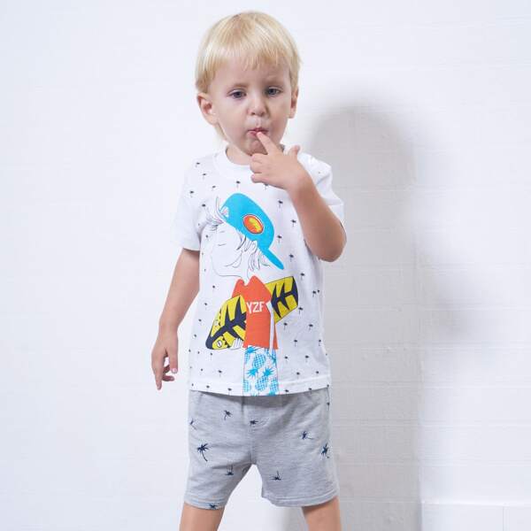 

Toddler Boys Cartoon & Tropical Graphic Tee & Shorts Set, Multicolor