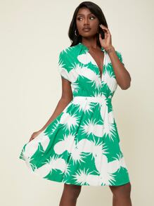 SHEIN Đầm viền lá sen Rau quả Boho - Nhiều màu - Xem 2