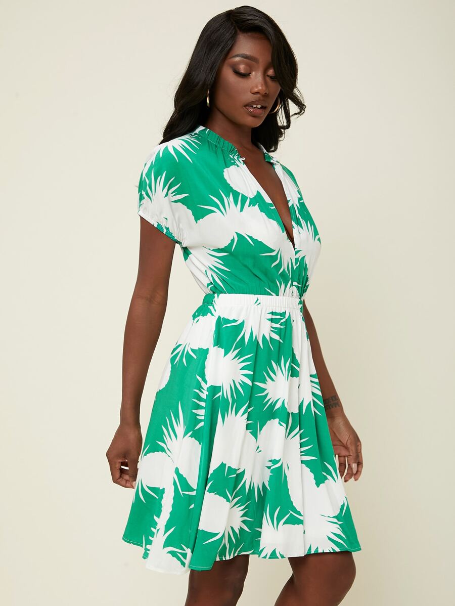 SHEIN Đầm viền lá sen Rau quả Boho - Nhiều màu - Xem 1