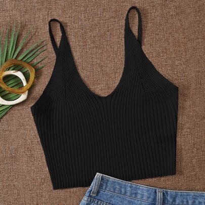 Solid Ribbed Knit Top