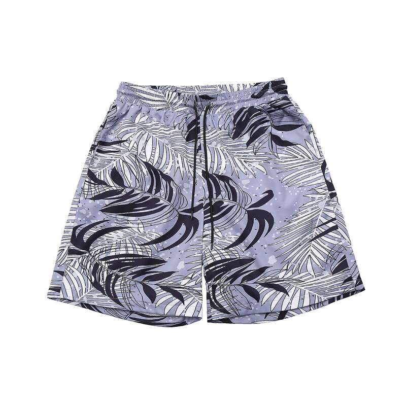 

Guys Tropical Print Drawstring Waist Swim Trunks, Multicolor