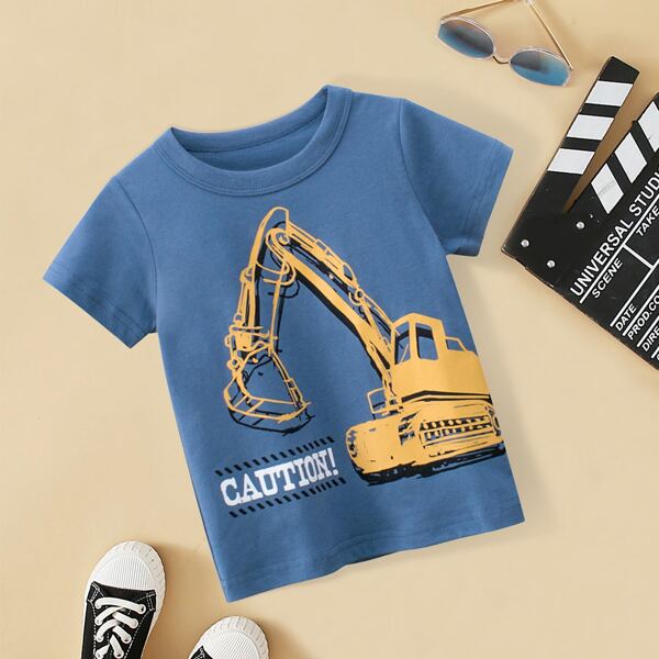 

Toddler Boys Letter & Cartoon Graphic Tee, Blue