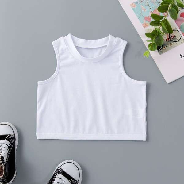 

Toddler Girls Solid Tank Top, White