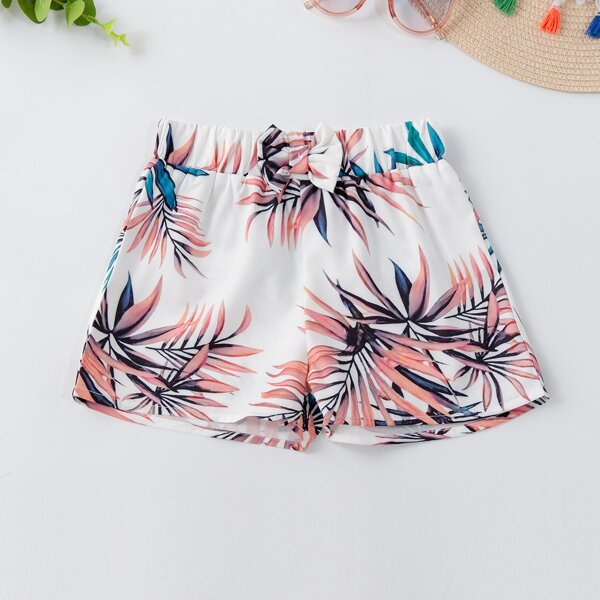 

Toddler Girls Leaf Print Bow Shorts, Multicolor