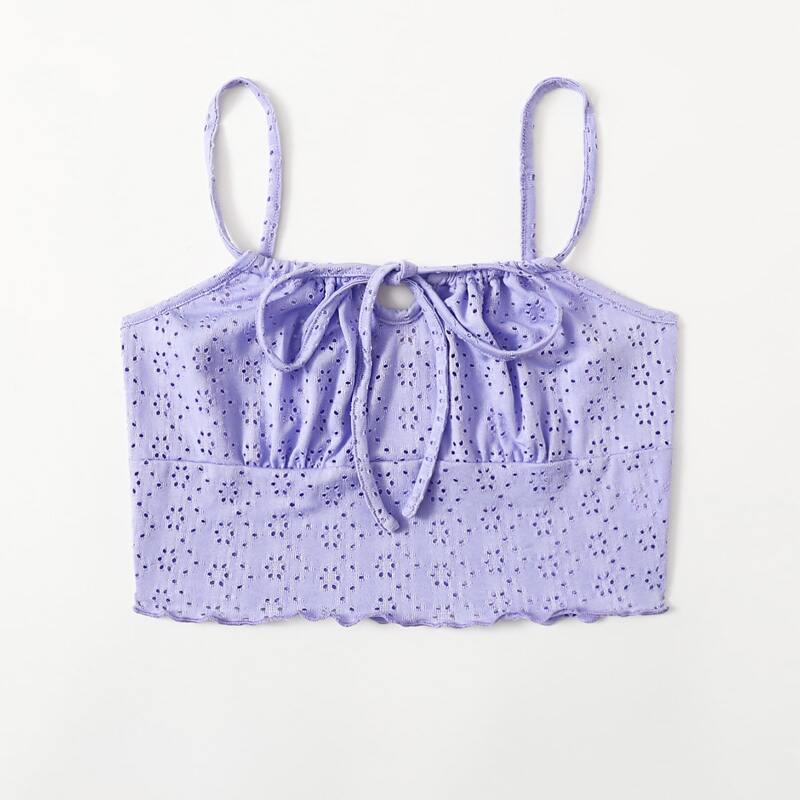 

Laser Cut Crop Cami Top, Lilac purple
