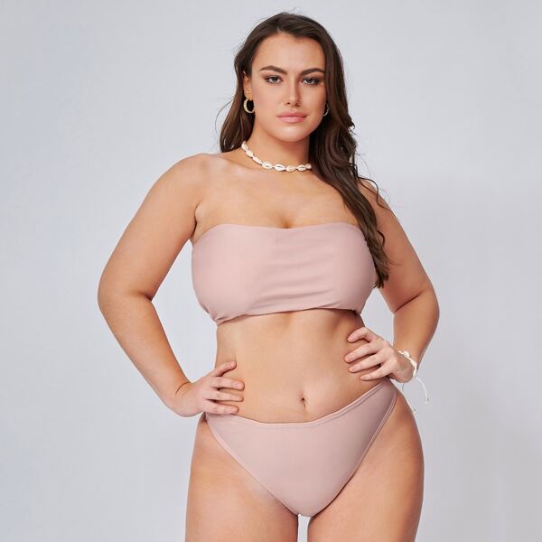 

Plus Bandeau Bikini Top, Pink
