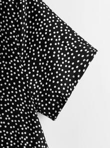 Soleia Tie Front Ruffle Hem Polka Dot Top