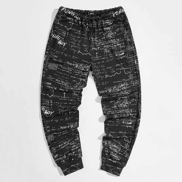 

Men Allover Print Sweatpants, Black