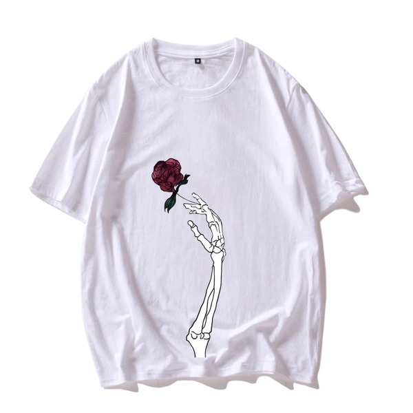 

Men Rose & Hand Print Tee, White