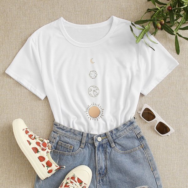 

Planet Print Short Sleeve Tee, White