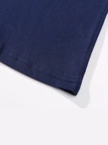 SHEIN Essnce 月亮和山圖案T恤 - 藏蓝色 - 查看 4