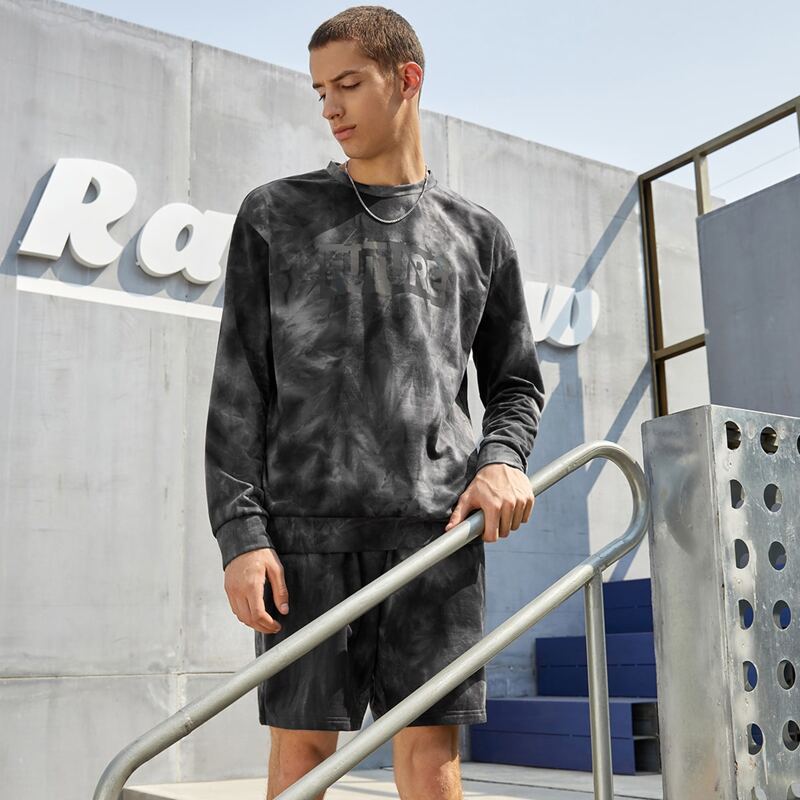 

Guys Letter Graphic Tie Dye Pullover & Track Shorts Set, Multicolor