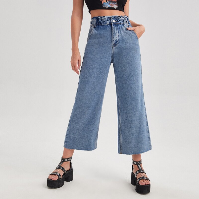 

Slant Pocket Wide Leg Jeans, Light wash