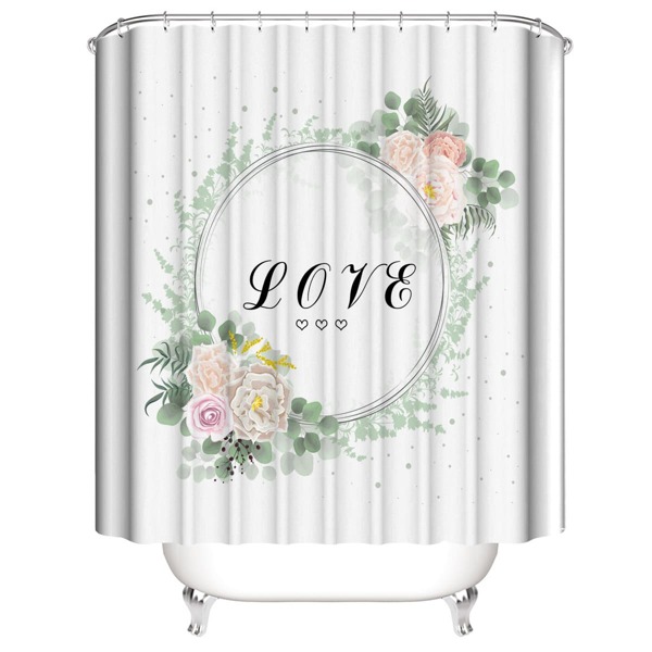 

Flower & Letter Graphic Shower Curtain, Multicolor