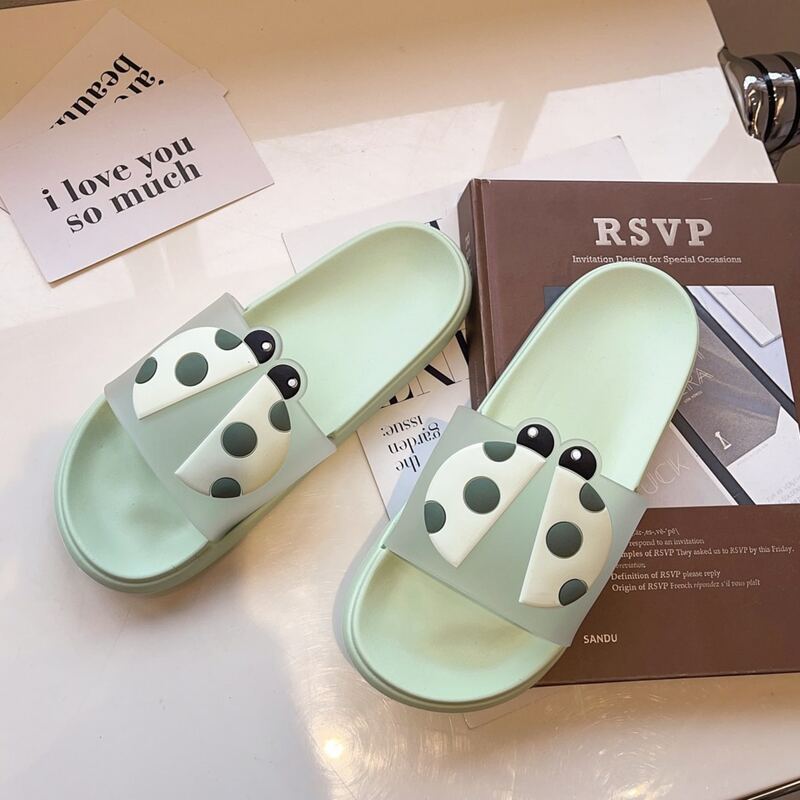 

Cartoon Ladybug Slides, Mint green pastel