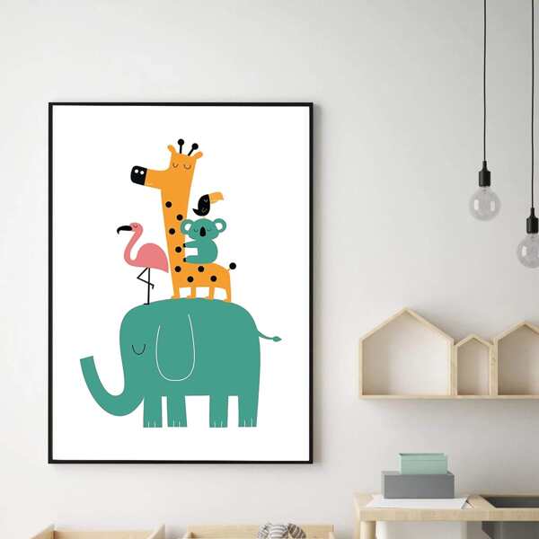 

Cartoon Graphic Kids Unframed Painting, White