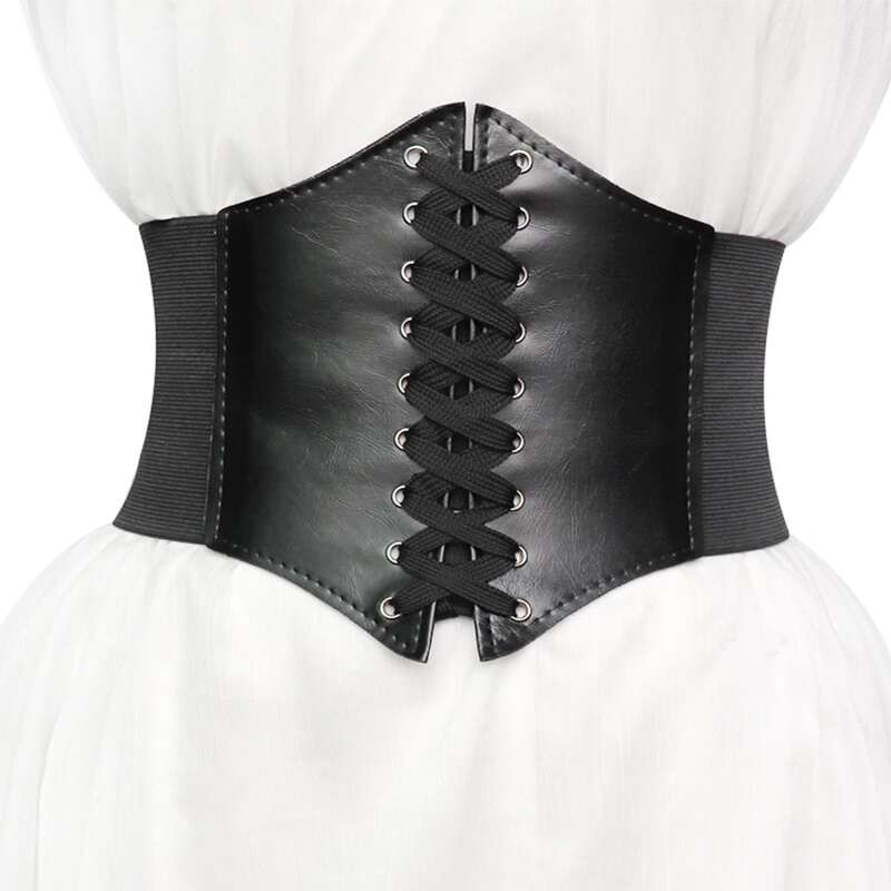 

Lace-up Corset Belt, Black