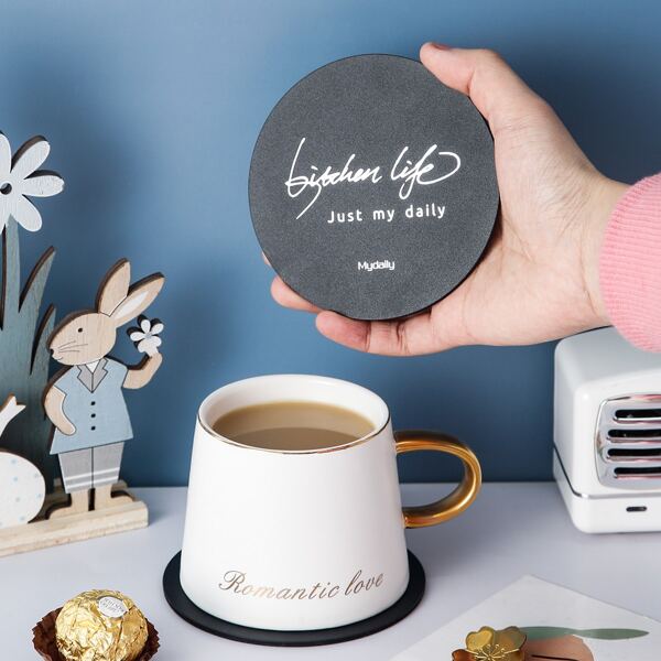

1pc Slogan Graphic Coaster, Black