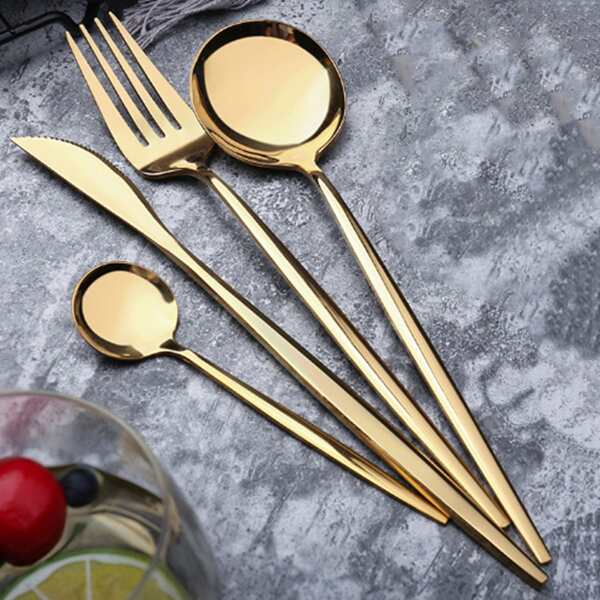 

4pcs Stainless Steel Cutlery Set, Gold