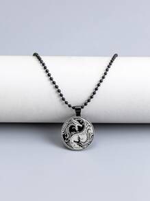 Fashionable and Popular Men Yin & Yang Charm Necklace Stainless Steel for Jewelry Gift and for a Stylish Look - Black - View 1