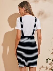 SHEIN Maternidad vestido de rayas - Blanco y Negro - Ver 2