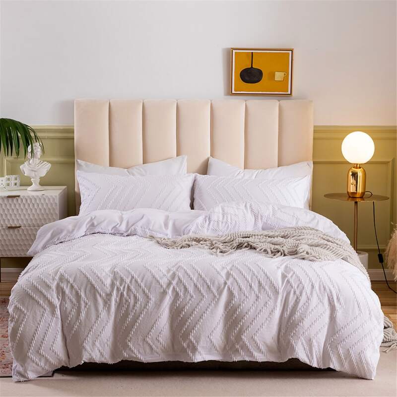 

Chevron Pattern Duvet Cover Set Without Filler, White