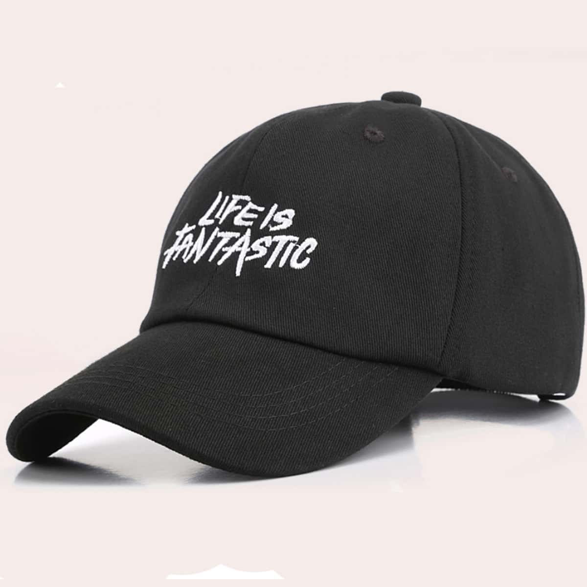 

Slogan Embroidery Baseball Cap, Black