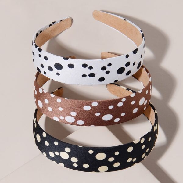 

3pcs Polka Dot Print Headband, Multicolor