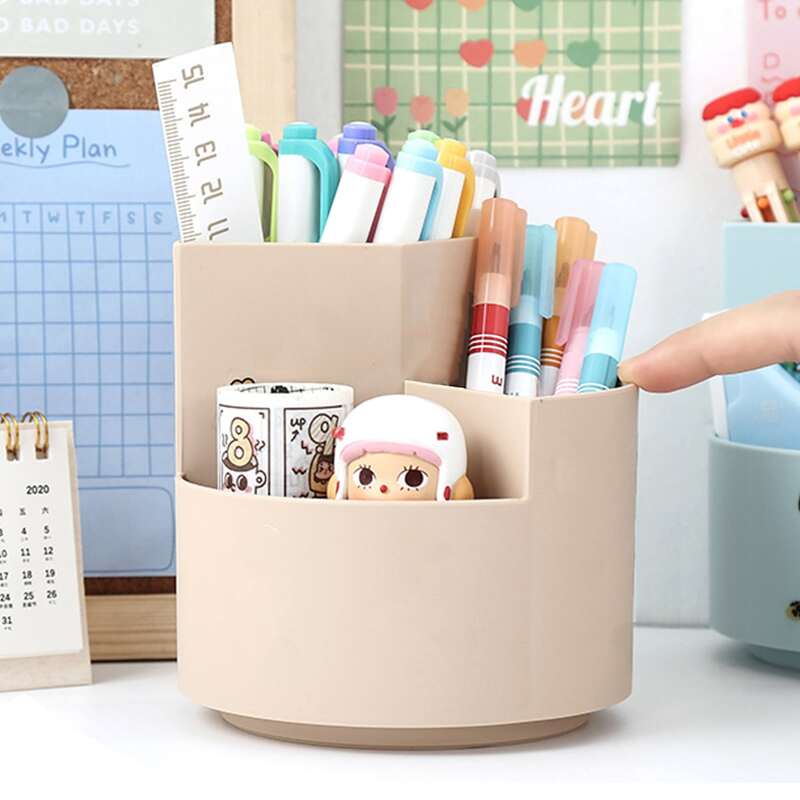 

1pc Rotatable Pen Holder, Khaki
