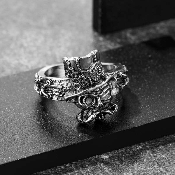 

Men Skull Decor Ring, Silver