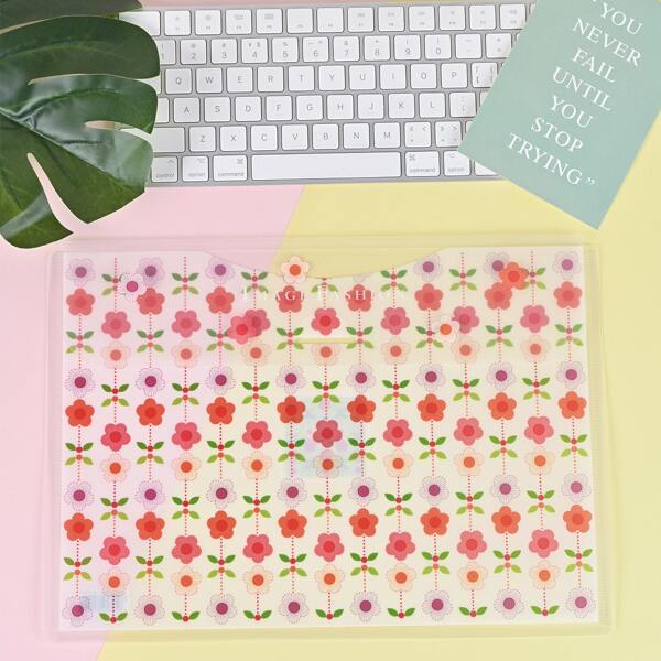 

1pc Flower Print A4 File Pocket, Multicolor