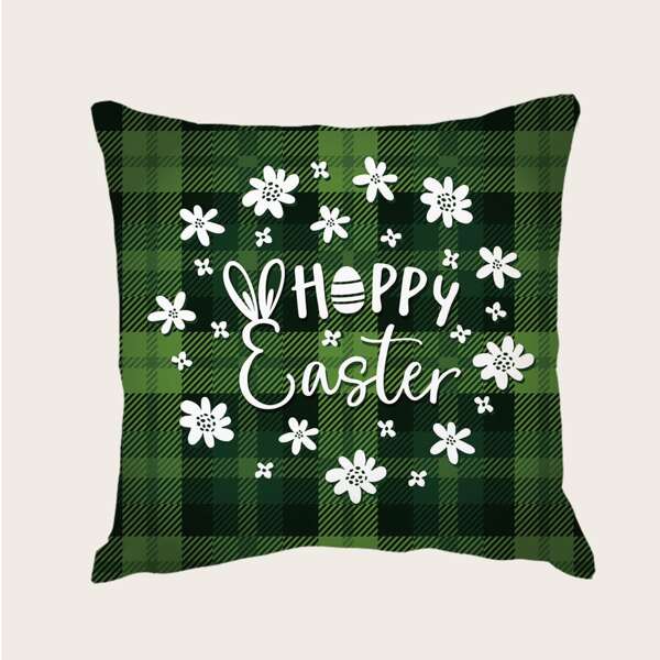 

Plaid Easter Cushion Cover Without Filler, Green