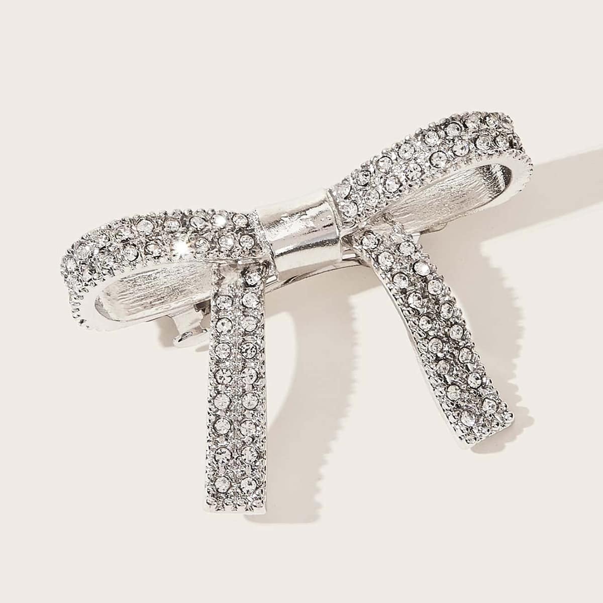 

Rhinestone Bow Hair Clip, Silver