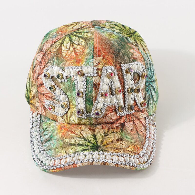 

Rhinestone & Faux Pearl Baseball Cap, Multicolor