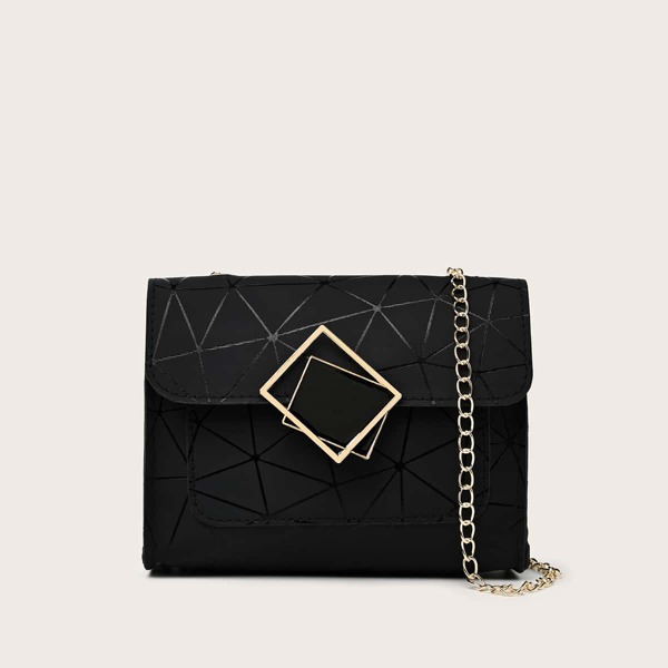 

Geometric Graphic Crossbody Bag, Black