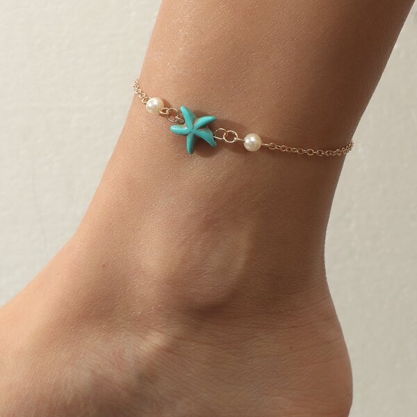 

Girls Starfish Decor Anklet, Gold