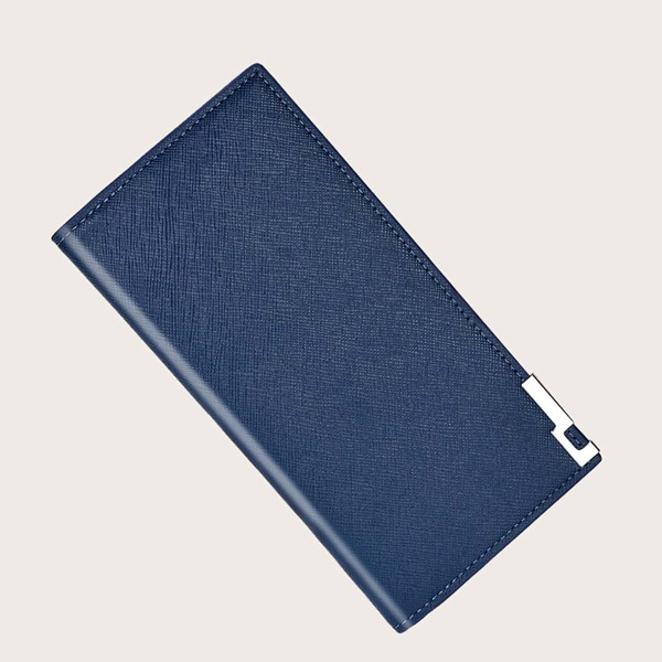 

Men Metal Decor Long Wallet, Blue