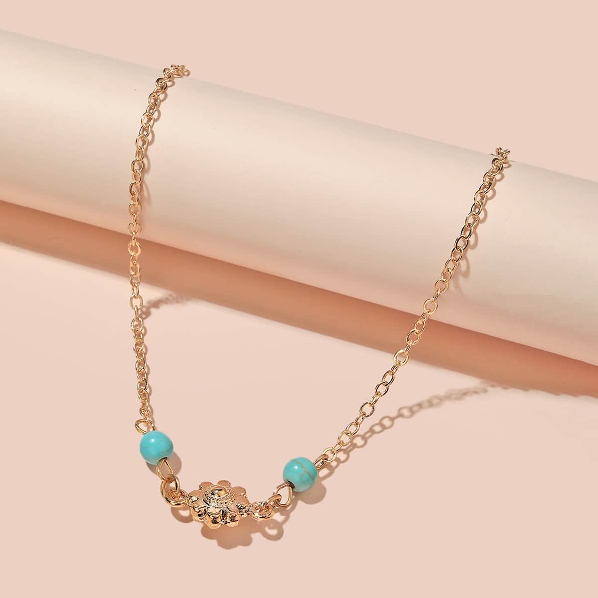 

Floral Chain Anklet, Gold