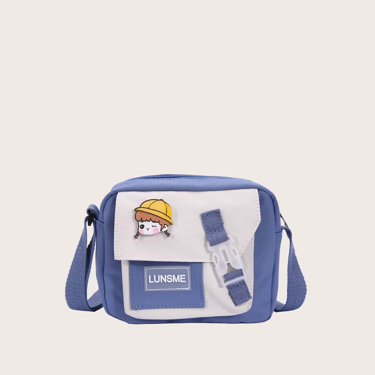 

Colorblock Cartoon Crossbody Bag, Blue