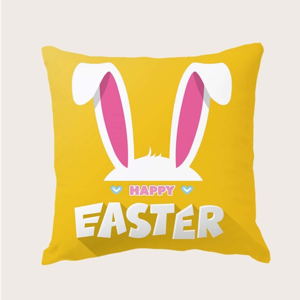 

Rabbit Ear Print Easter Cushion Cover Without Filler, Multicolor