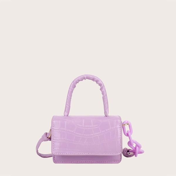 

Girls Croc Embossed Satchel Bag, Lilac purple