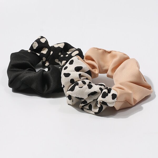 

2pcs Graphic Pleated Scrunchie, Multicolor