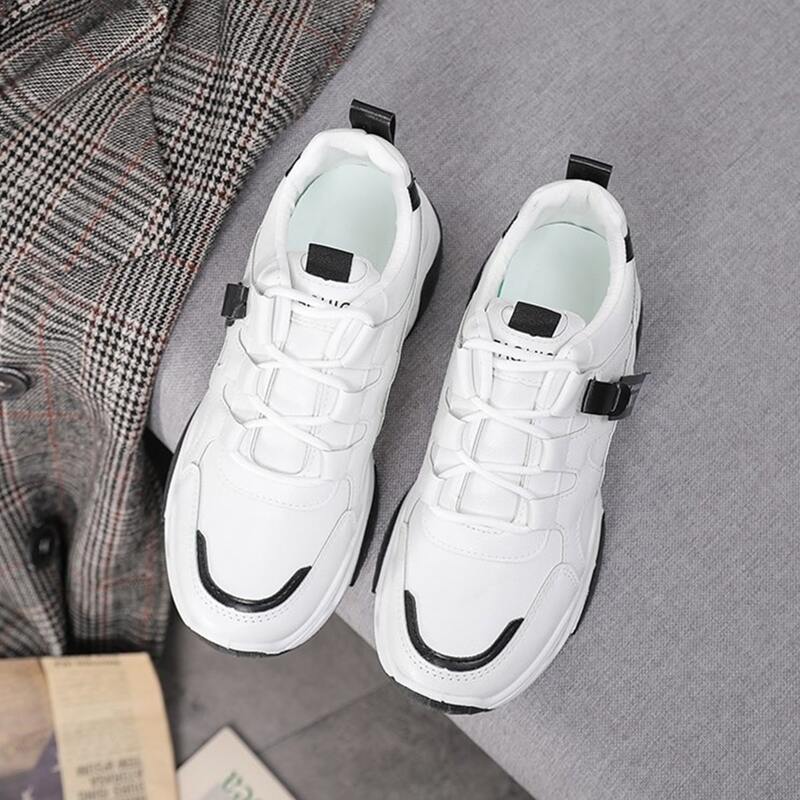 

Letter Tape Lace-up Chunky Sneakers, White