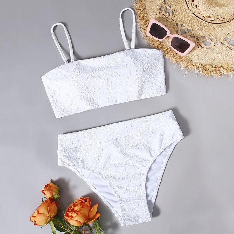 

Flower Graphic Bikini Swimsuit, White